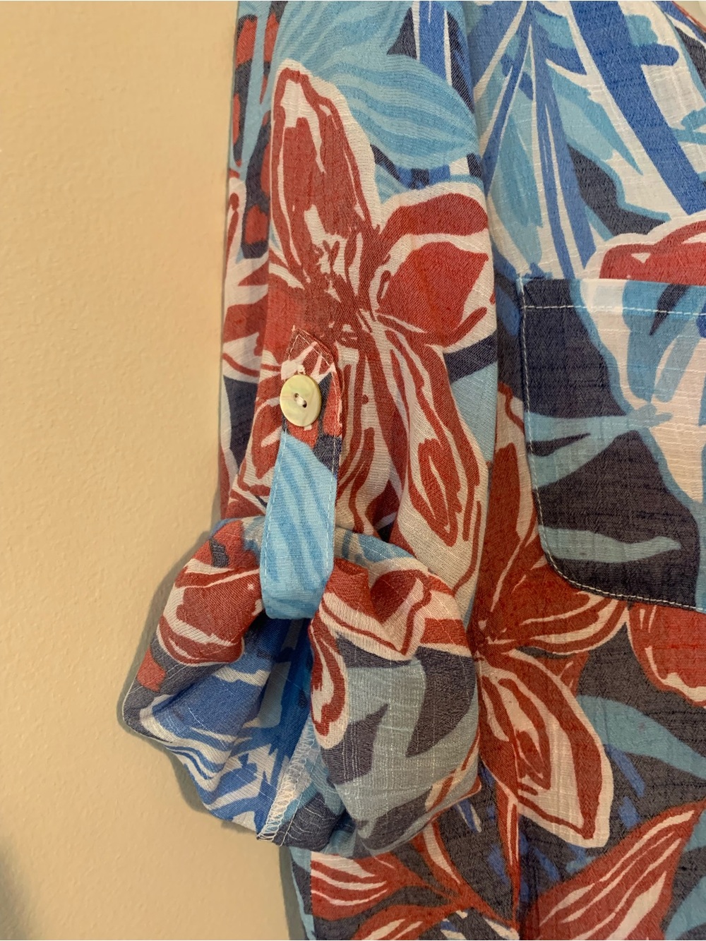 Ruby Rd. Red & Blue Floral Button-Up Blouse - Picture 5 of 8